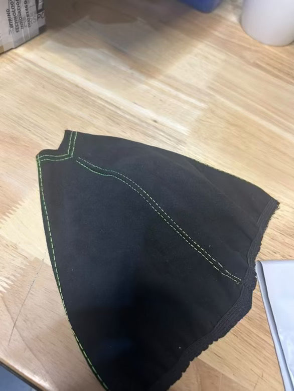 Black Suede Gear Shifter Boot With Green Stitching - Fits Subaru