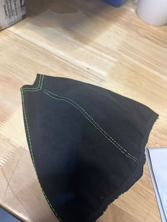 Black Suede Gear Shifter Boot With Green Stitching - Fits Subaru