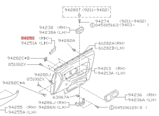 GC8 Drivers side window gusset cover 94226FA000