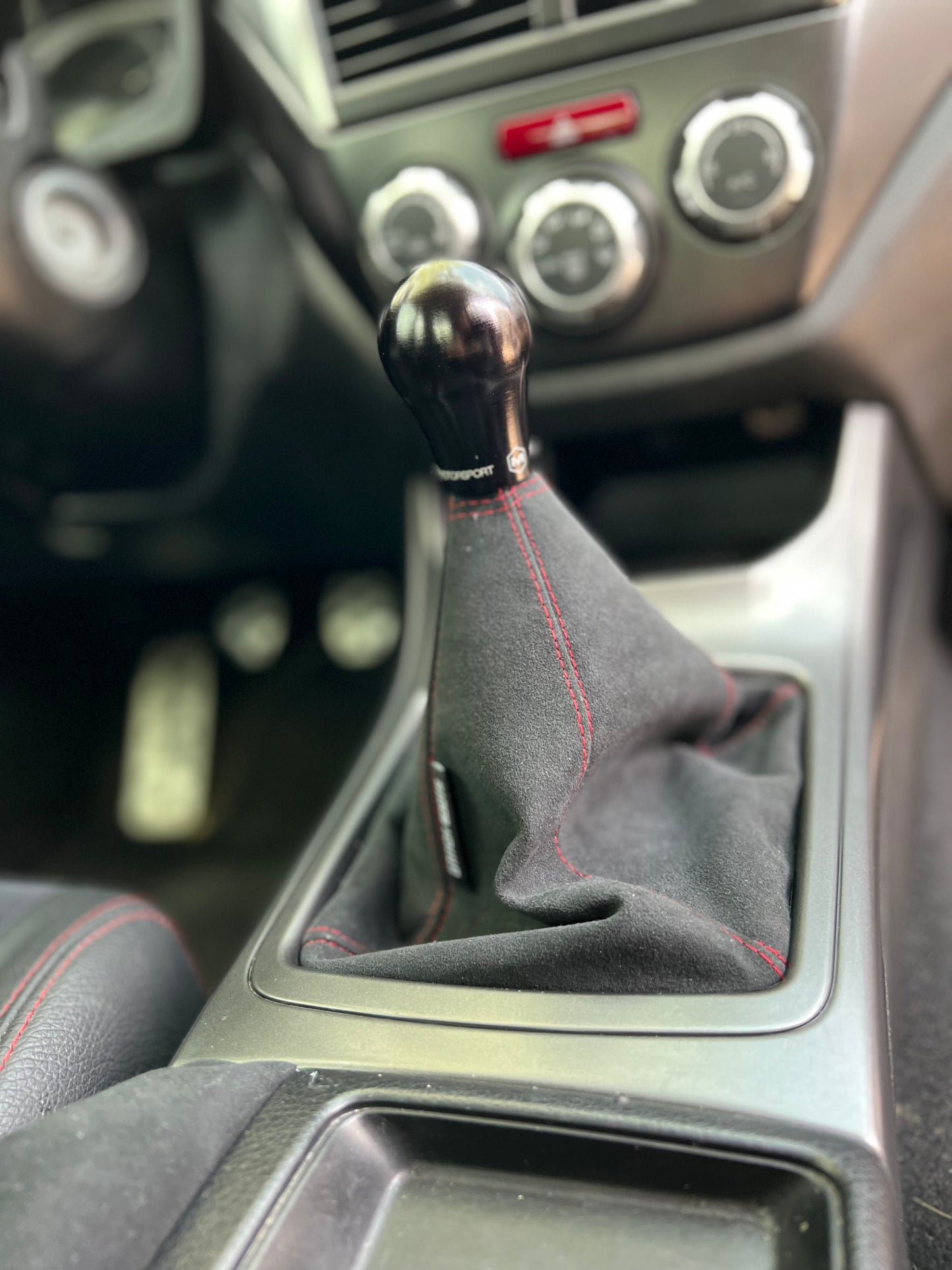 Premium Alcantara Black Suede with Red Stitch Gear Shifter Boot - Fits Subaru
