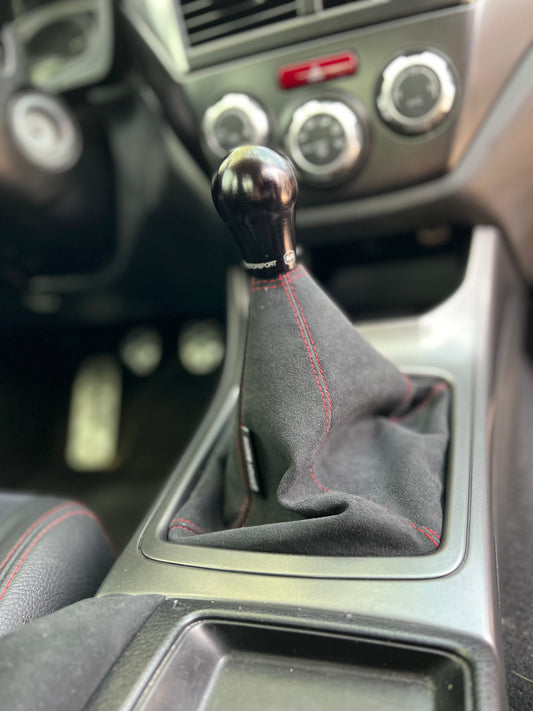 Premium Alcantara Black Suede with Red Stitch Gear Shifter Boot - Fits Subaru