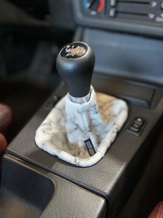 White Marble Gear Shifter Boot - Fits Subaru