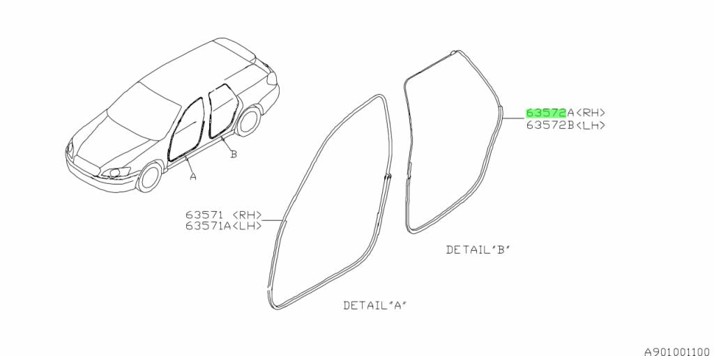 Subaru BP Liberty/Outback body side door weather seal