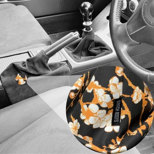 Black & Gold Cherry Blossom Handbrake Boot For Subaru