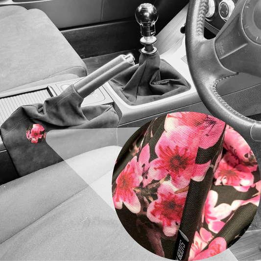 Cherry Blossom on Black Handbrake Boot For Subaru