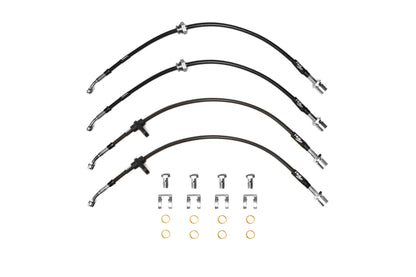 Fuji Racing Black Steel Braided Brake Line Kit for Subaru