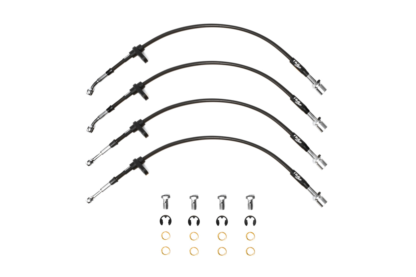 Fuji Racing Black Steel Braided Brake Line Kit for Subaru