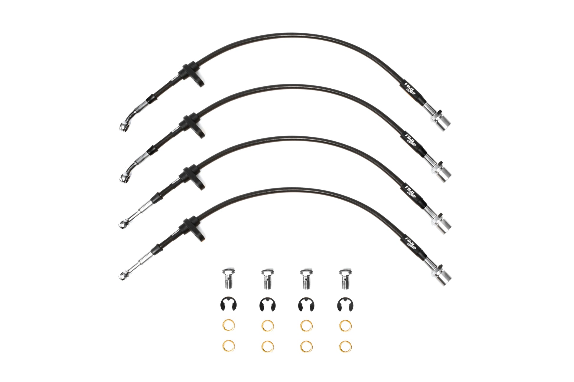 Fuji Racing Black Steel Braided Brake Line Kit for Subaru