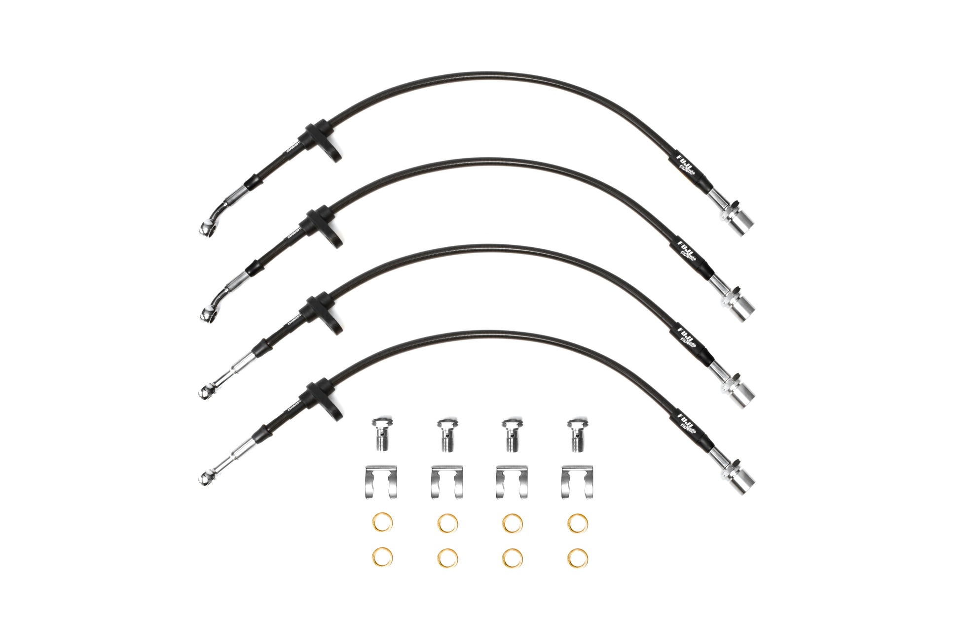 Fuji Racing Black Steel Braided Brake Line Kit for Subaru