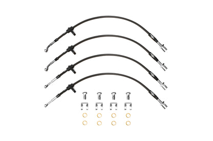 Fuji Racing Black Steel Braided Brake Line Kit for Subaru