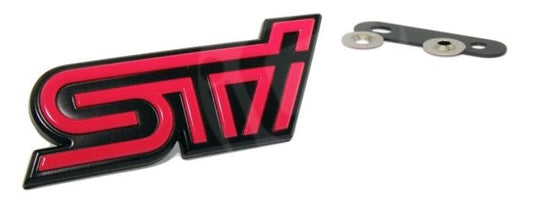 subaru-impreza-cherry-red-sti-front-grille-badge