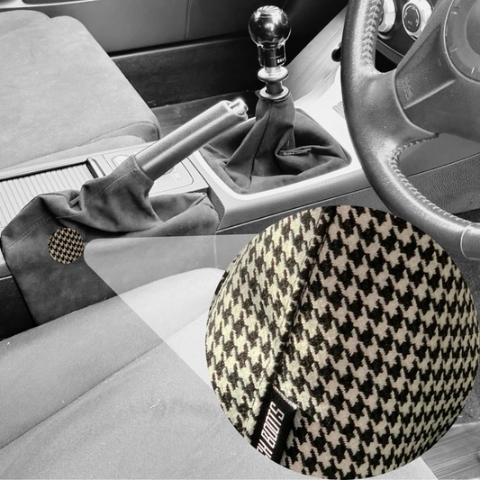 Black & White Houndstooth Handbrake Boot For Subaru